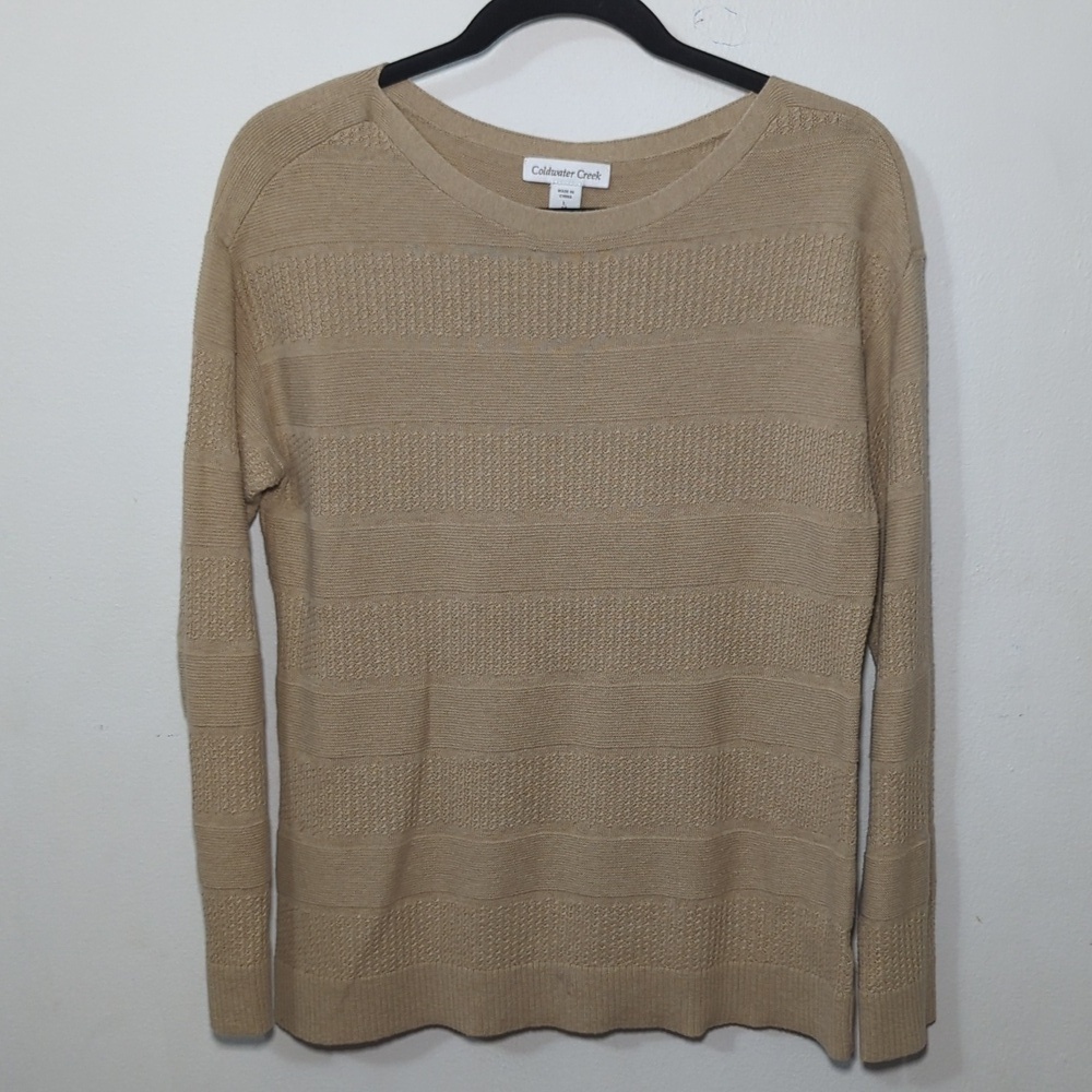 Coldwater Creek Wool-Blend Crewneck Sweater Cotton Textured Women's Size L
